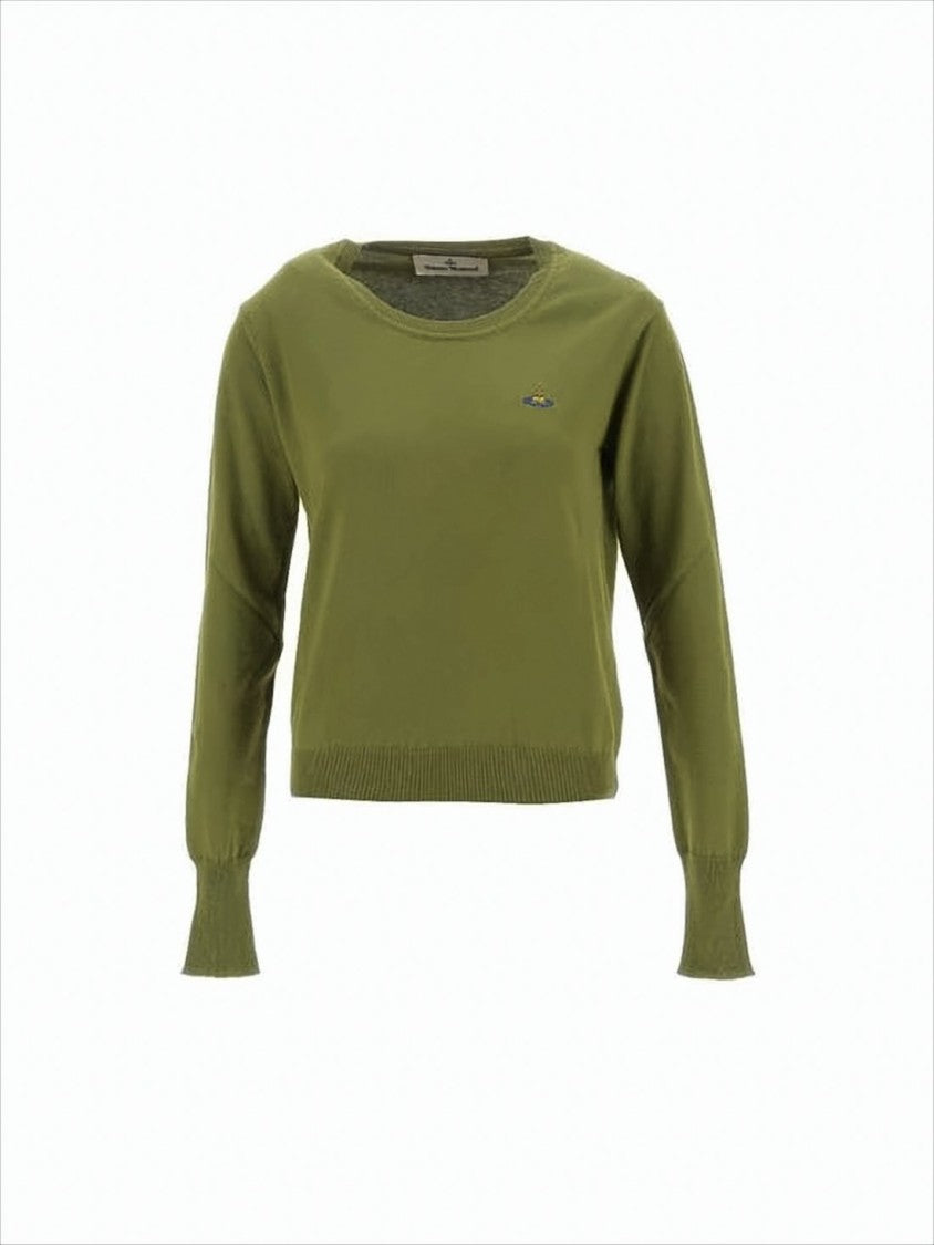 Vivienne Westwood Cropped Knit Sweater With Embroidered Emblem