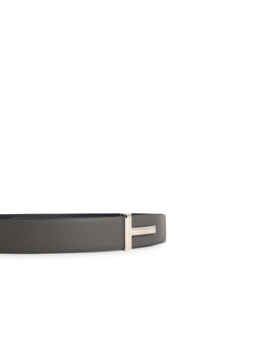 Tom Ford 'T Icon' Grey Leather Belt