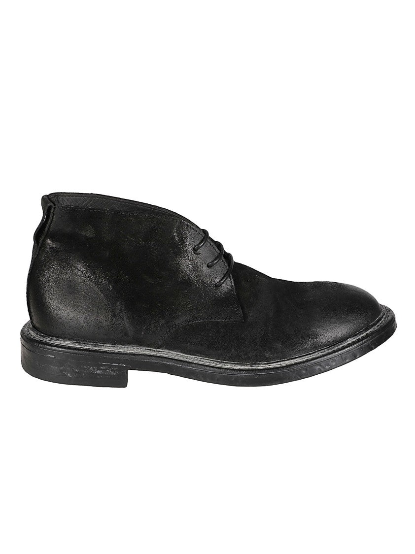 Moma Minimalist Black Calf Leather Ankle Boots