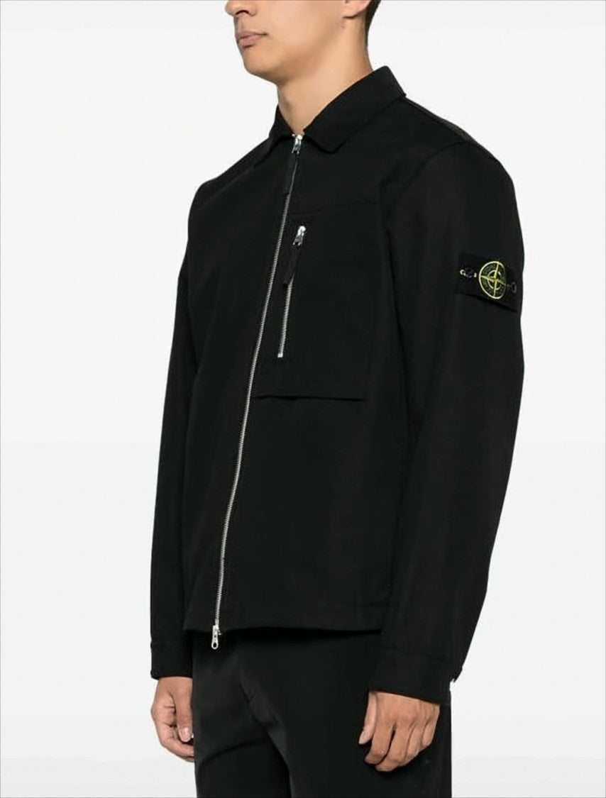 Stone Island Black Jacket With Distinctive Patch