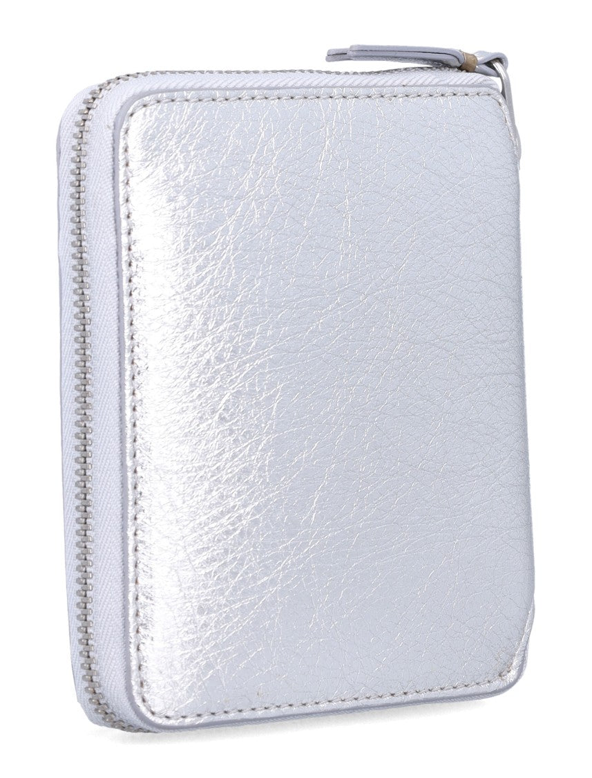 Comme Des Garçons Textured Metallic Leather Zip-Around Wallet