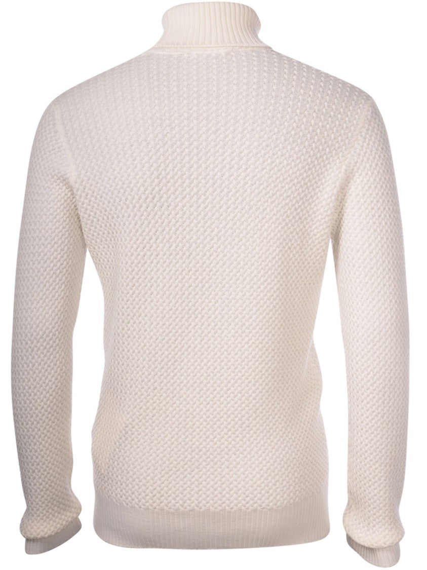 Gran Sasso Textured Turtleneck Sweater With Ribbed Finish