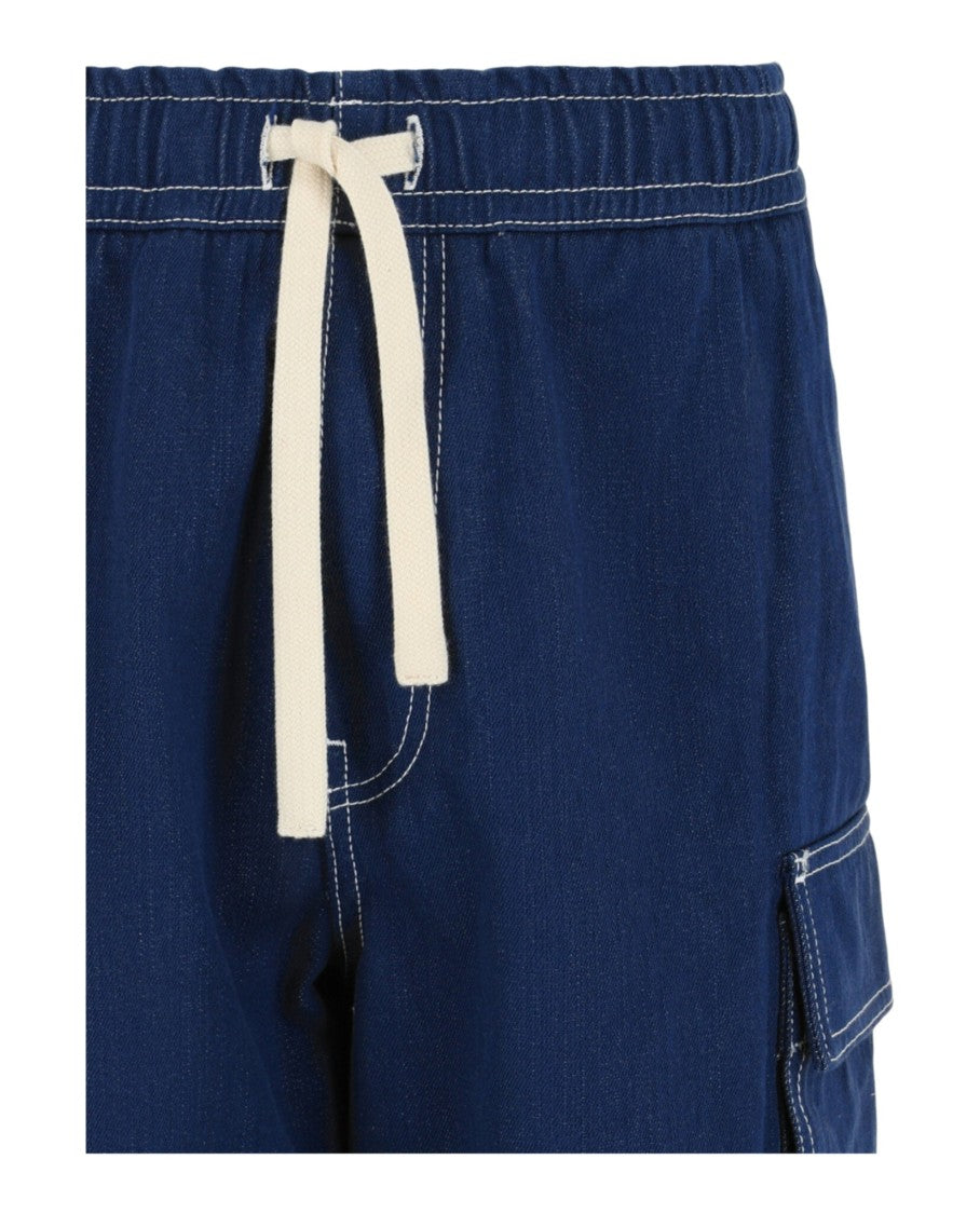 Givenchy Contrast Stitching Denim Boardshorts