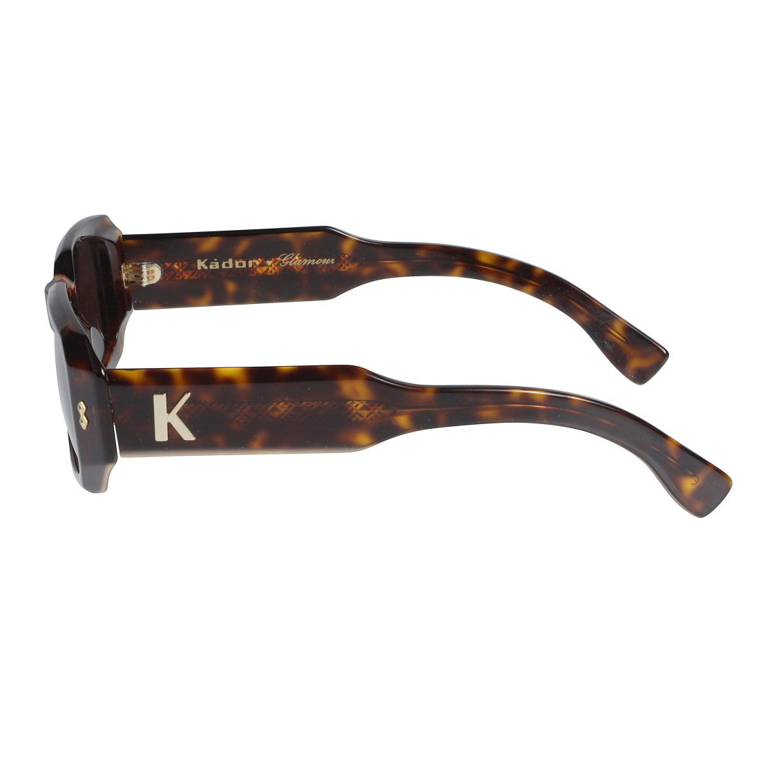 Kador Klarissa Glamour Bold Tortoiseshell Rectangular Sunglasses With Metallic Logo