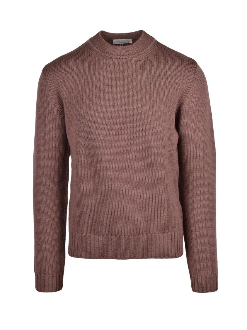 Wool & Co Merino Wool Crew Neck Sweater With Ribbed Detailing