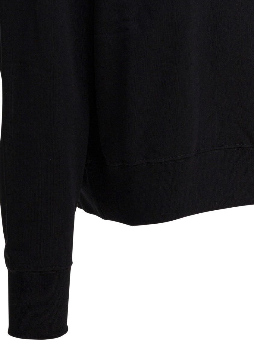 Alexander Mcqueen Black Cotton Sweatshirt With Embroidered Moth Design