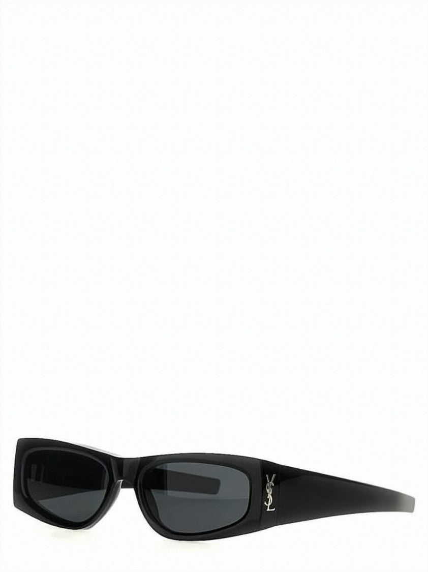 Saint Laurent Glossy Black Acetate Sunglasses With Dark Nylon Lenses