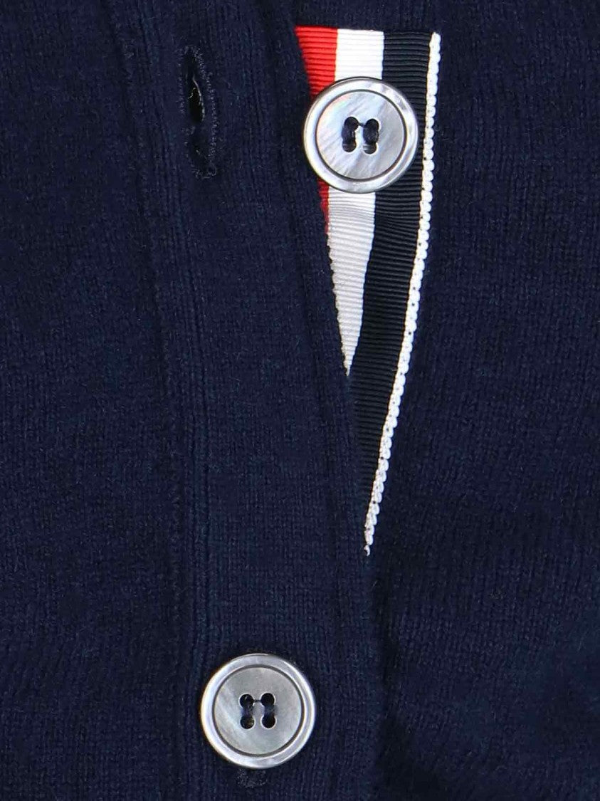 Thom Browne Iconic Cashmere Cardigan With 4-Bar Detail And V-Neckline