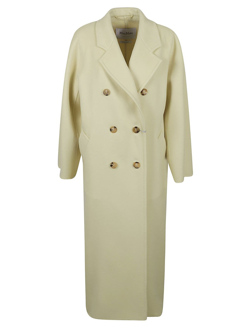 Max Mara Double-Breasted Yellow Coat With Gold Buttons