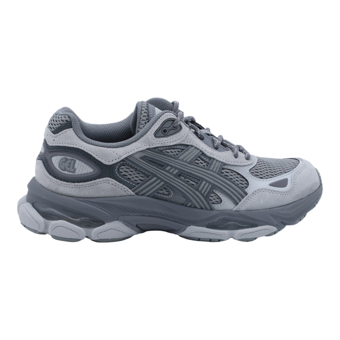 Asics Layered Grey Sneakers With Chunky Sole And Textured Detailing