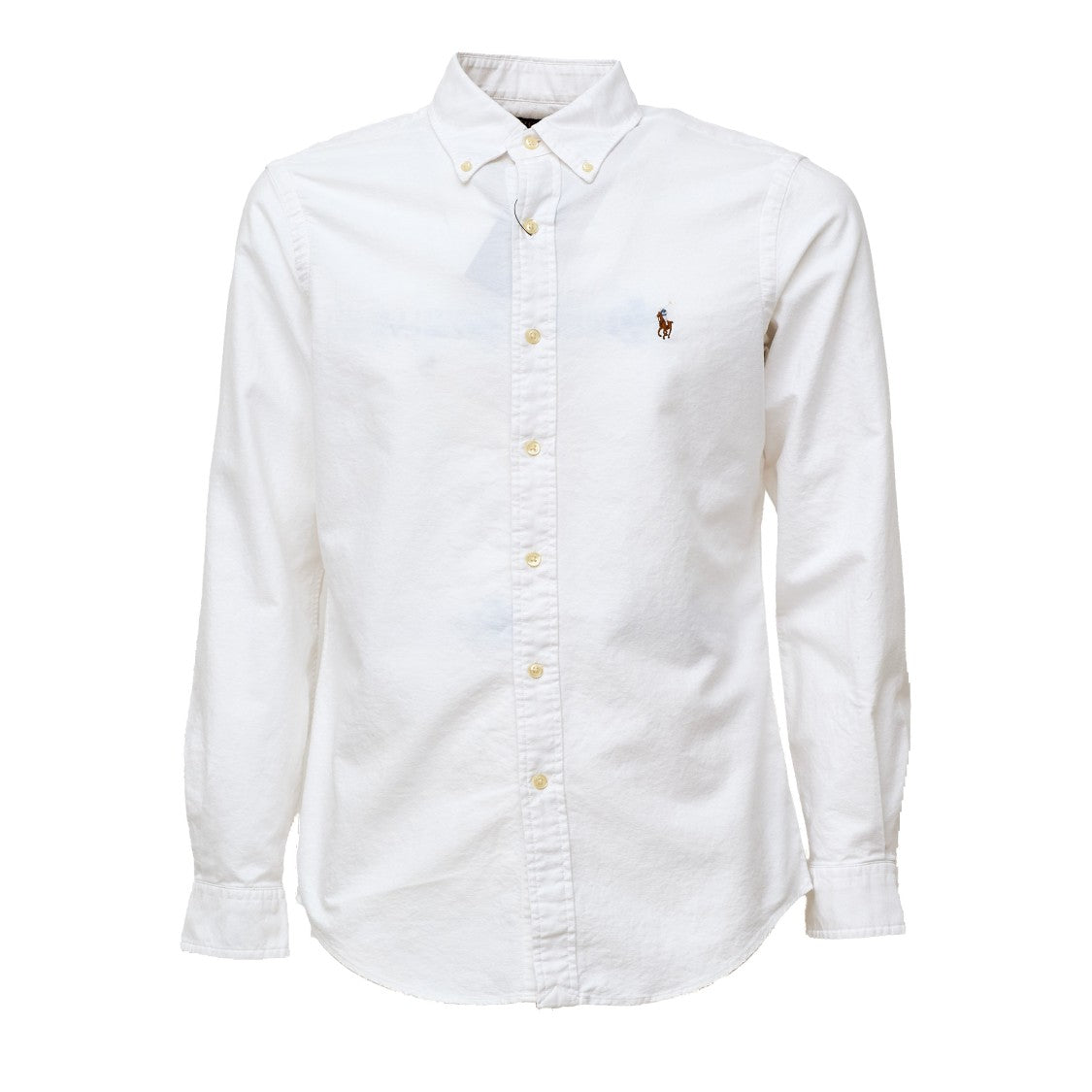 Polo Ralph Lauren Custom Fit White Cotton Oxford Shirt With Button-Down Collar