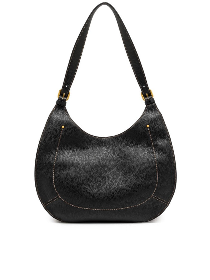 Gianni Chiarini Crescent-Shaped Textured Leather Handbag With Gold-Tone Accents