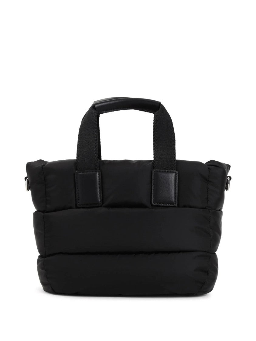 Moncler Compact Quilted Tote Bag With Leather Accents And Adjustable Strap
