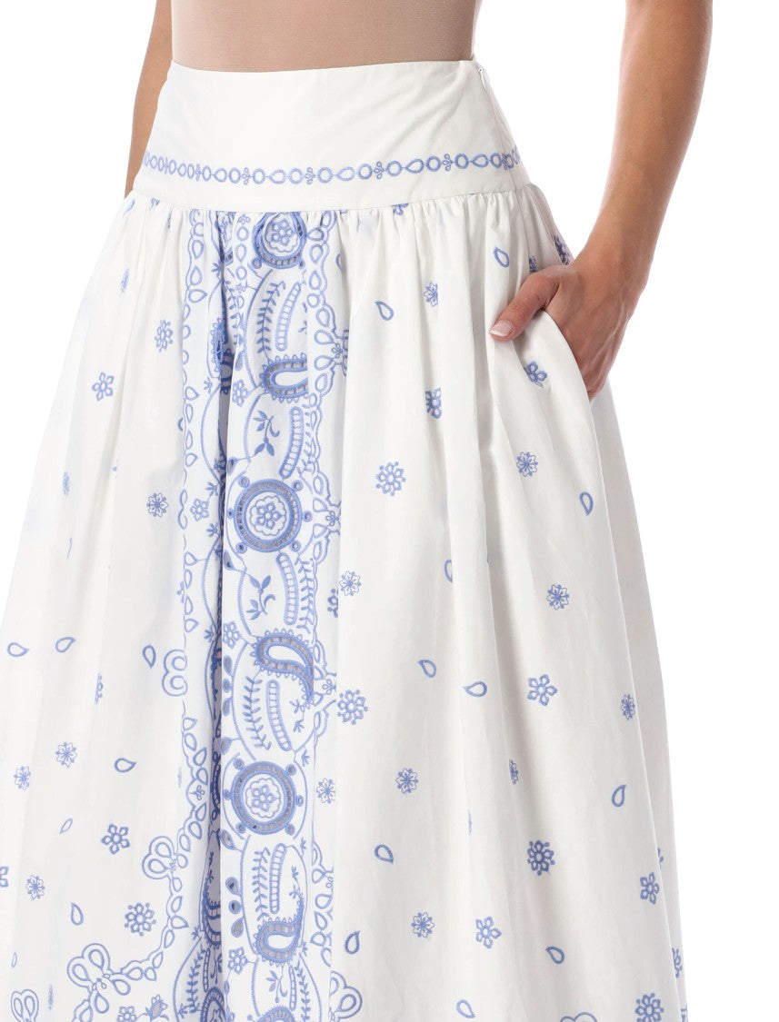 Self-Portrait Embroidered Midi Skirt