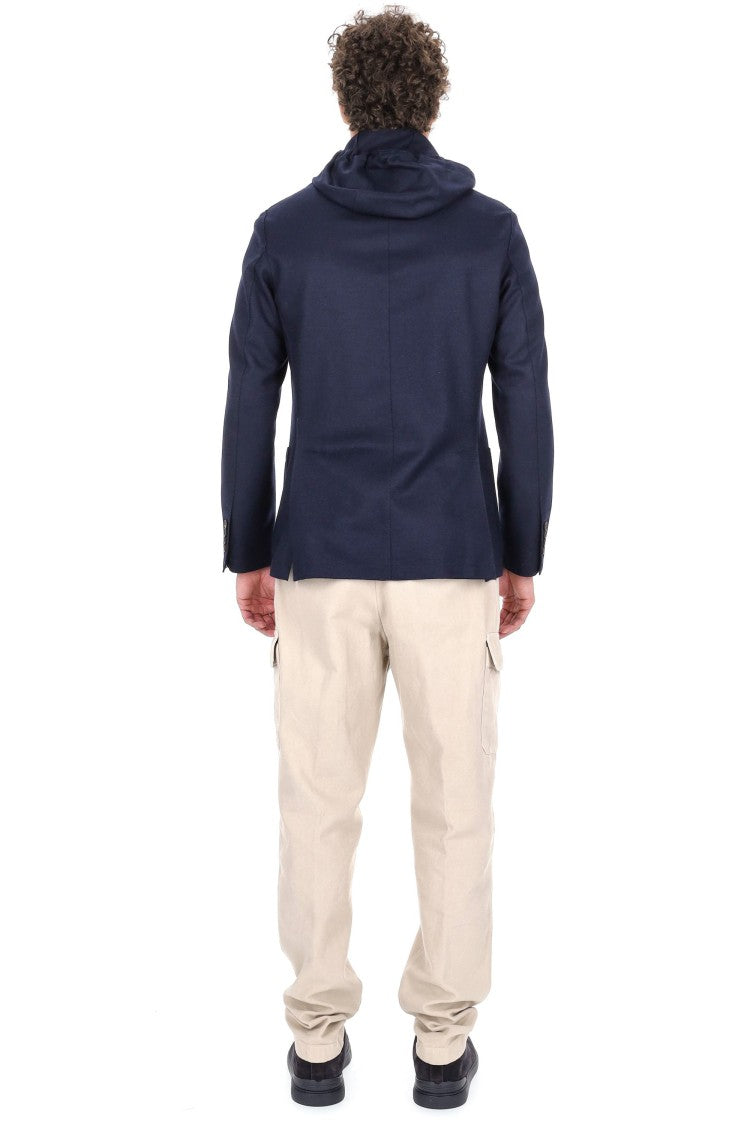 Eleventy Jersey Wool Jacket With Detachable Yoke