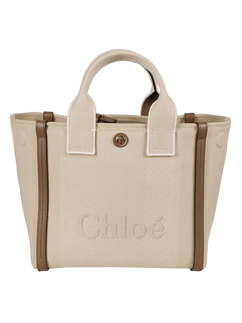 Chloé Textured Fabric Bag With Leather Trim