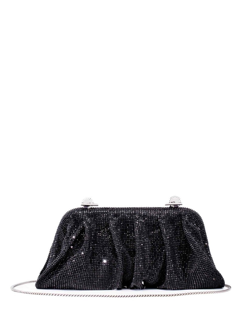 Benedetta Bruzziches Rhinestone-Embellished Black Aluminum Mesh Clutch