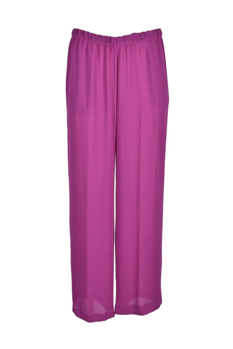 Maesta Loose Wide-Leg Trousers With Elastic Waistband In Vibrant Purple