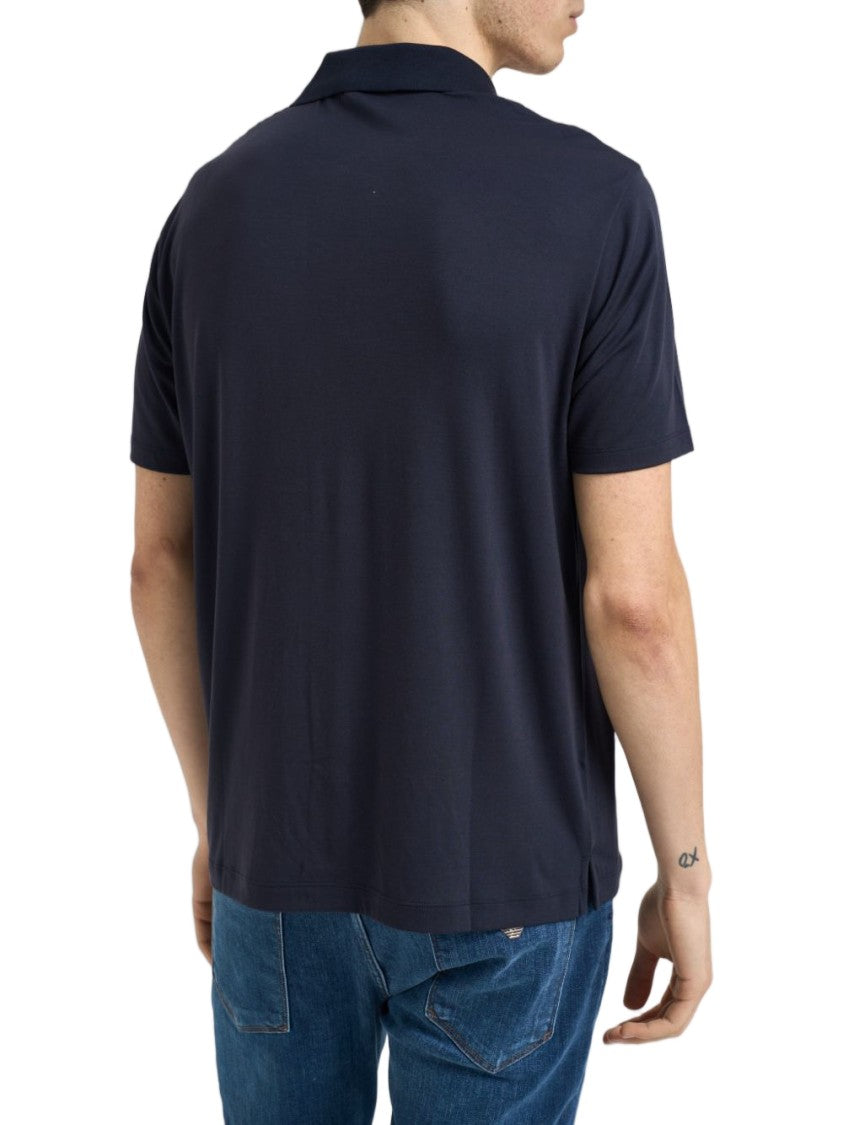Emporio Armani Blue Logo Detail Polo Shirt