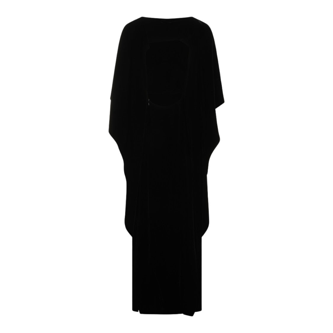 Alberta Ferretti Floor-Length Black Dress With Flowing Cape Overlay