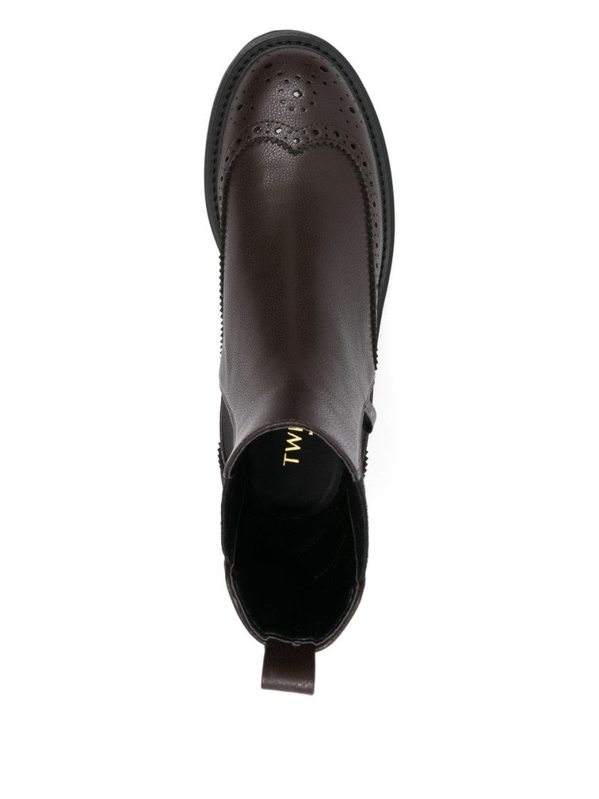 Twin-Set Brogue Ankle Boots With Sole
