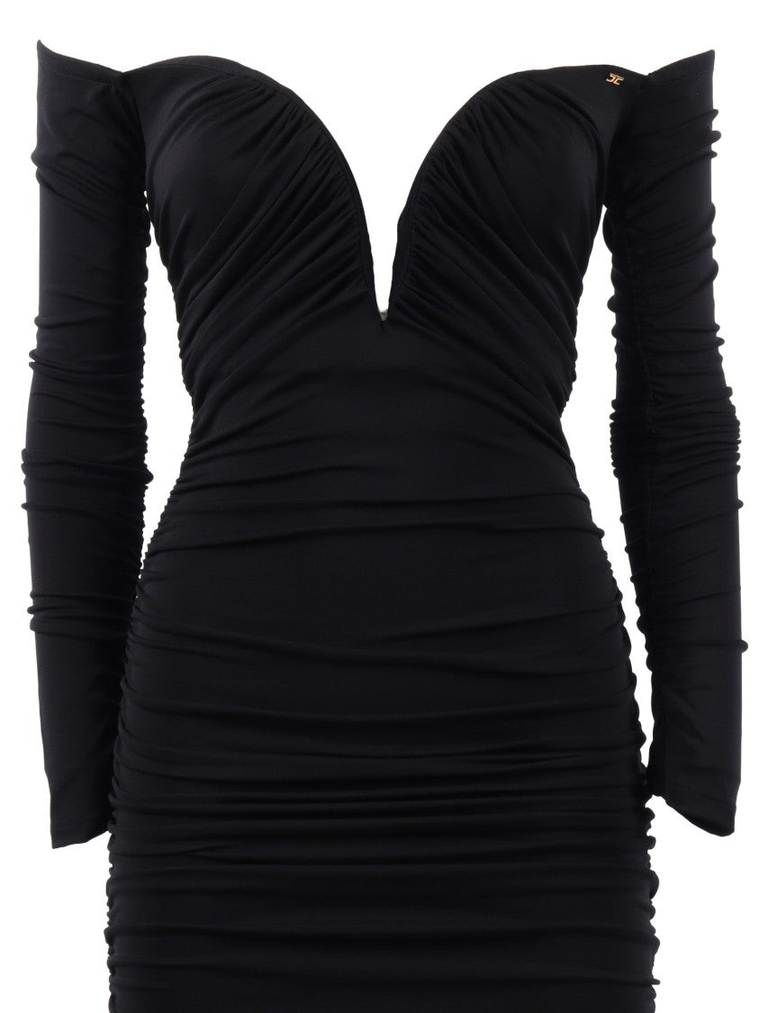Elisabetta Franchi Off The Shoulder Ruched Maxi Dress
