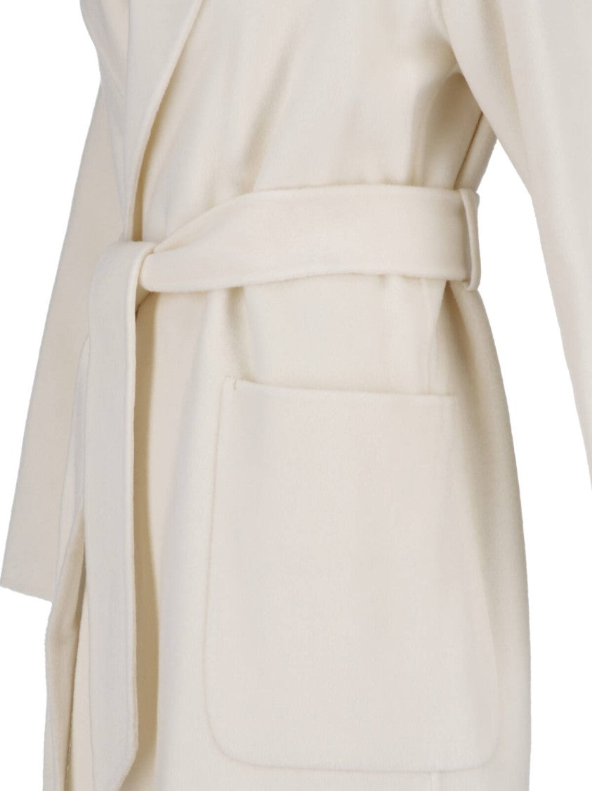 Ivy & Oak White Iocelia Long Belted Wool Coat