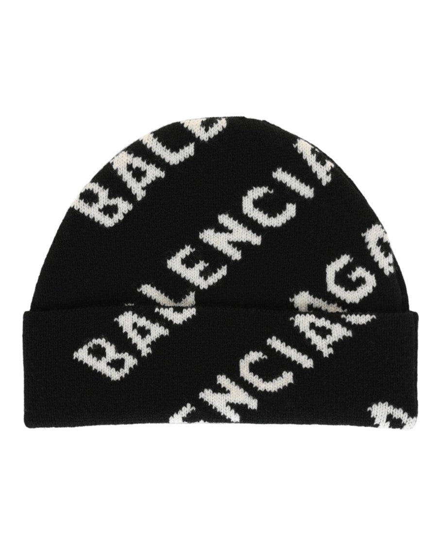 Balenciaga Allover Logo Knit Beanie