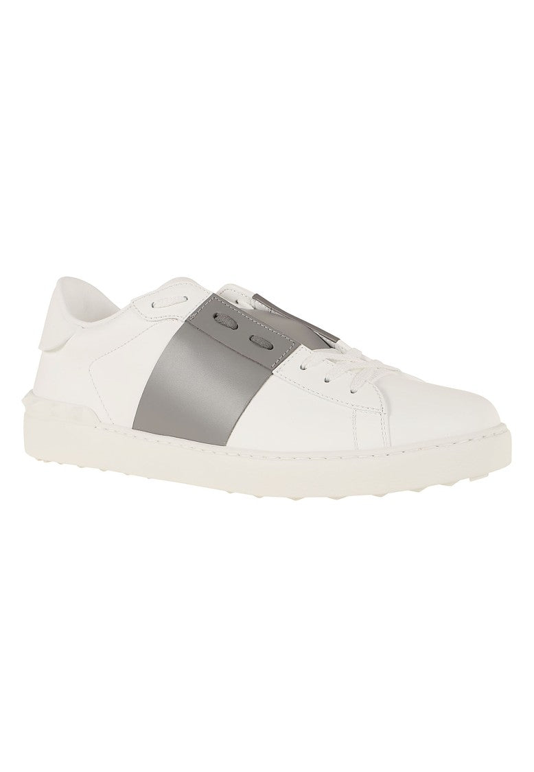 Valentino Garavani White Open Calfskin Studded Leather Sneakers