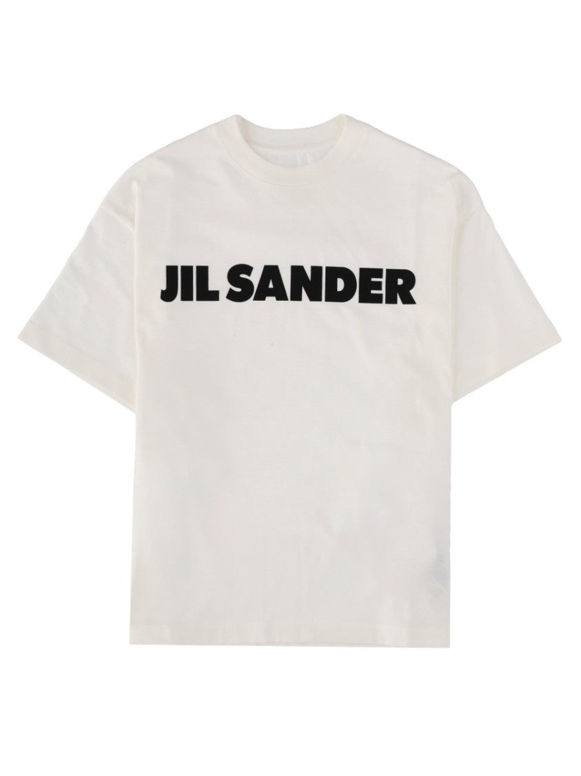 Jil Sander White Boxy Bold Front Logo Cotton T-Shirt