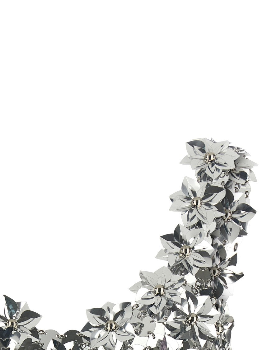 Paco Rabanne Crop Bralette With 3D Floral Elements And Metal Accents