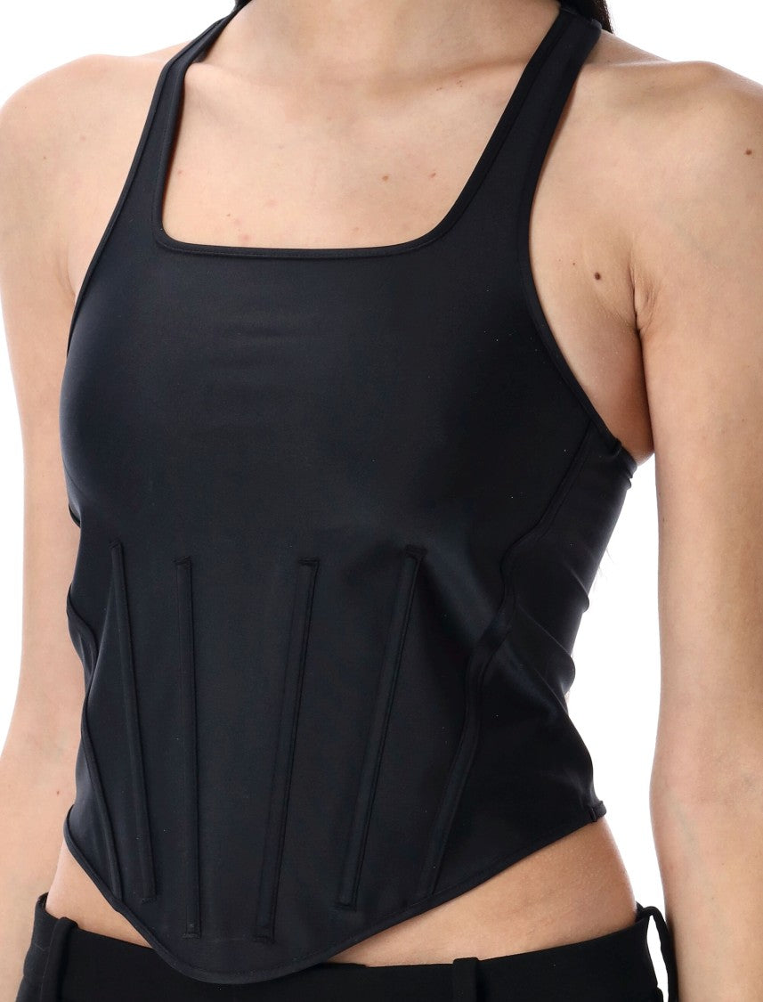 Mugler Structured Corseted Tank Top With Square Neckline