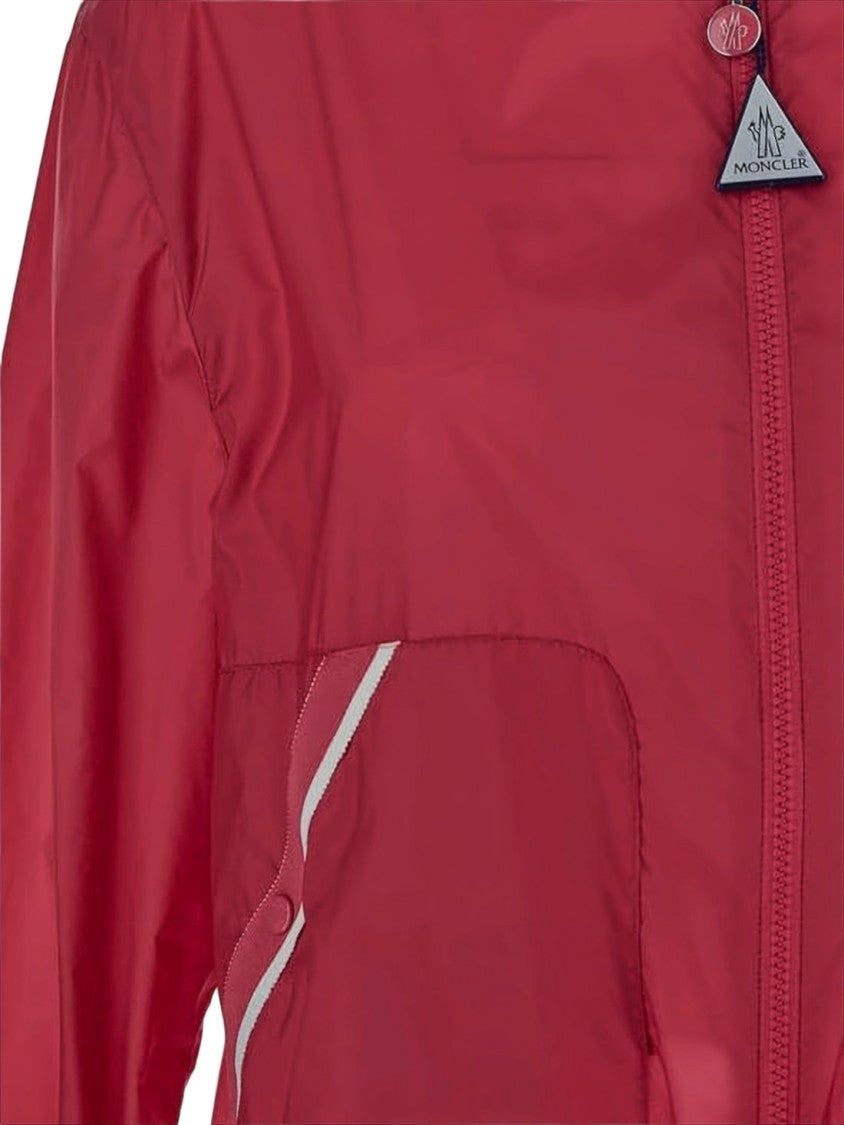 Moncler Lightweight Red Hooded Jacket With Front Zipper