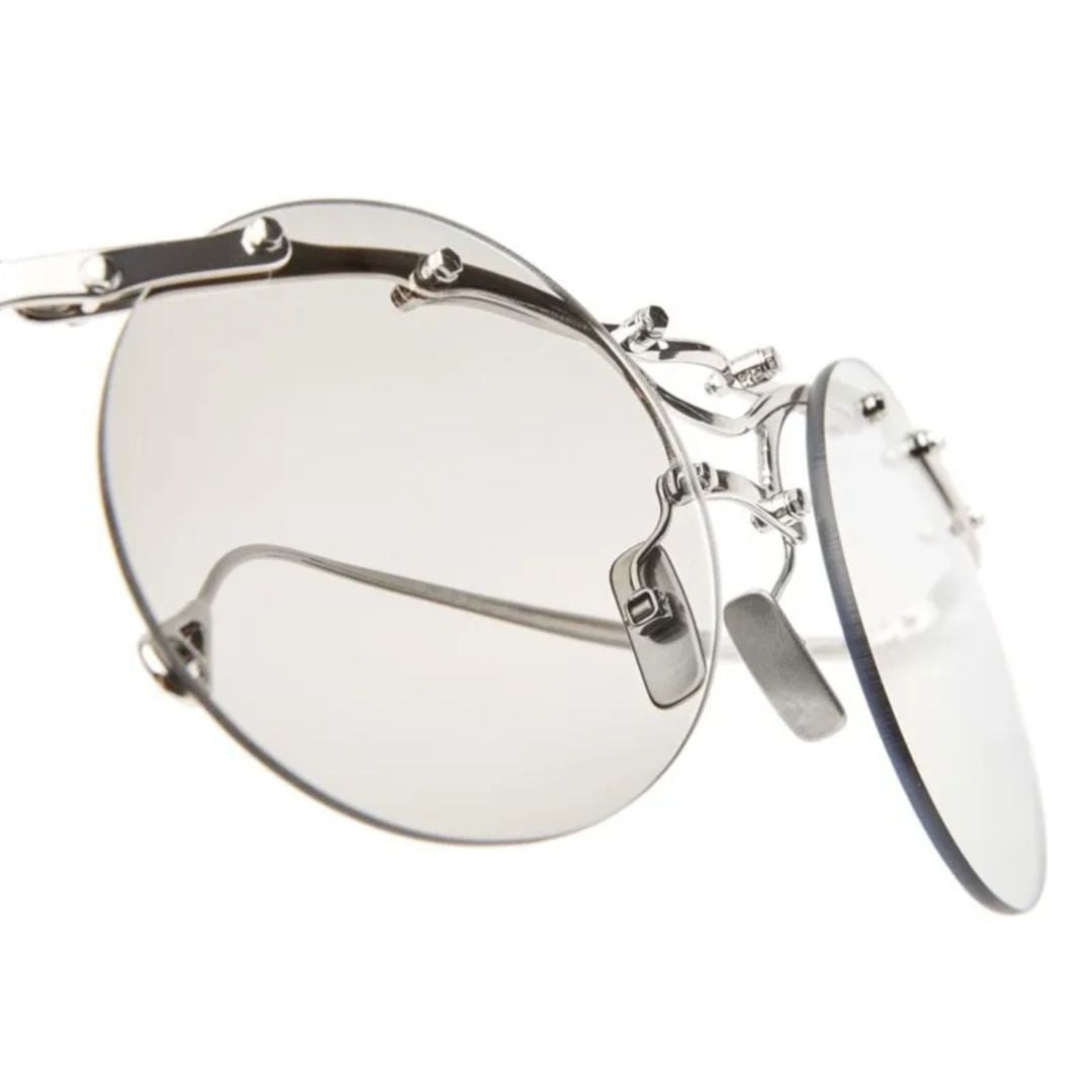 Innerraum O01 Round Frame Gradient Grey Sunglasses With Transparent Silver-Toned Metal