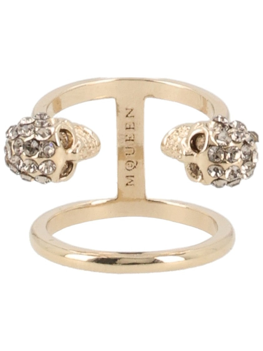 Alexander Mcqueen Skull Double-Band Brass Ring