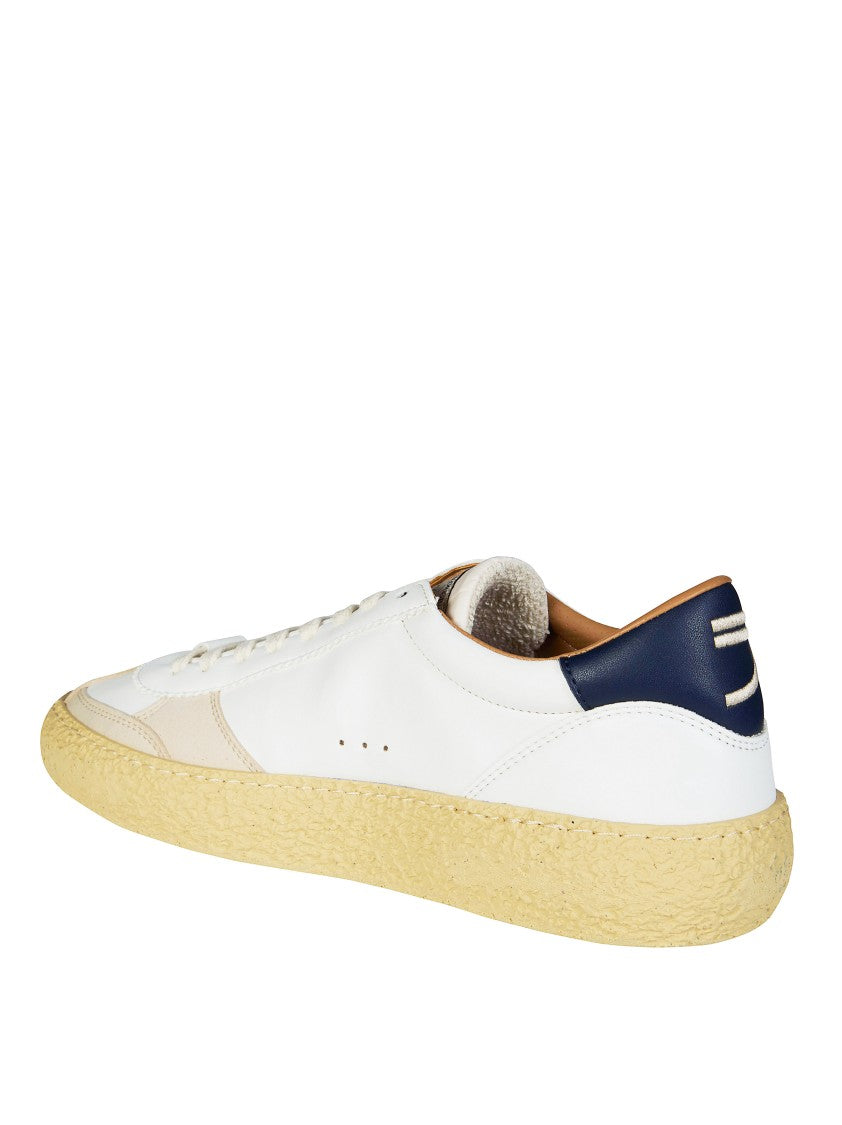 Puraai White Vintage Vegan Leather Perforated Sneakers