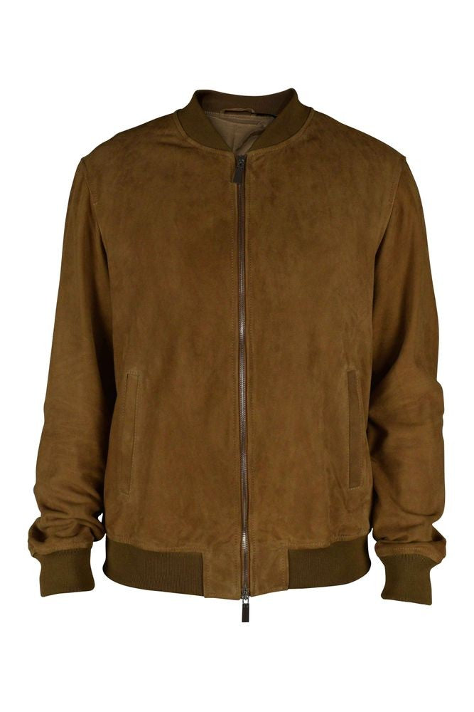 Billionaire Camel Suede Bomber Jacket