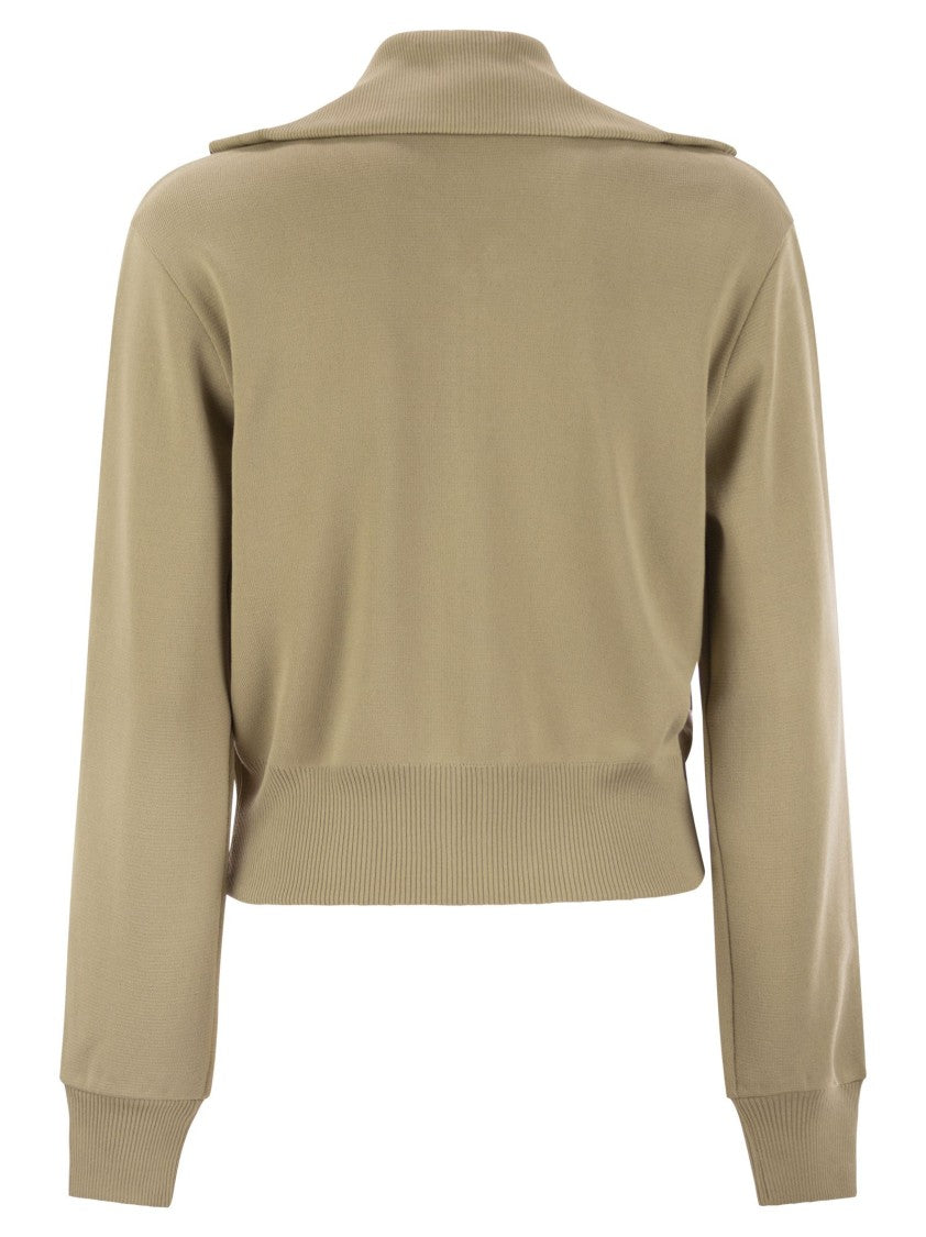 Autry Knitted Tennis-Style Zip Sweatshirt