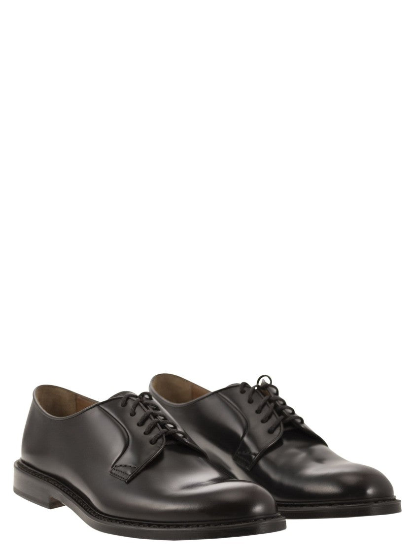 Doucal's Black Smooth Calfskin Derby Shoes