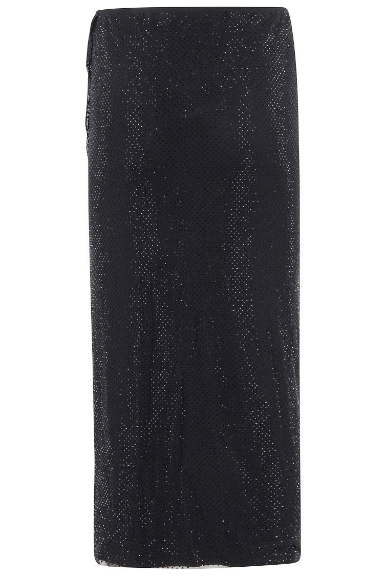 Self-Portrait Black Rhinestone Midi Skirt
