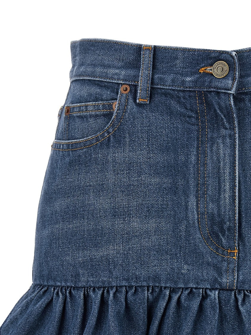Valentino Garavani Playful Cotton Denim Mini Skirt