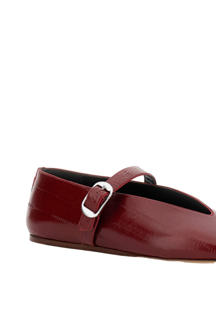 Le Monde Béryl Red Embossed Calf Leather Stella Ballet Flats