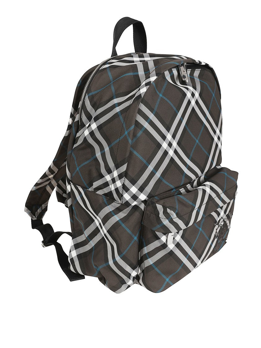 Burberry Plaid Backpack With Spacious Compartment