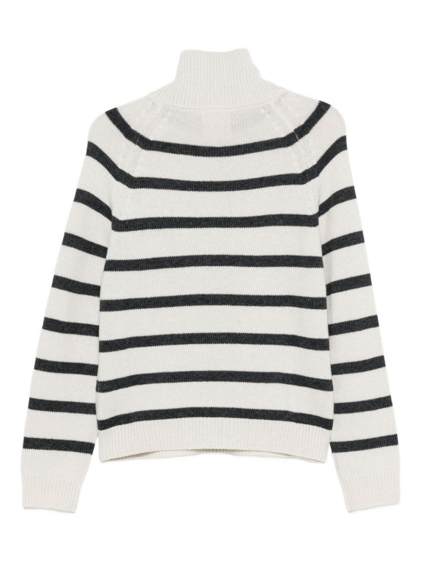 Semi Couture Knitted Sweater With Ribbed Turtleneck And Striped Detailing