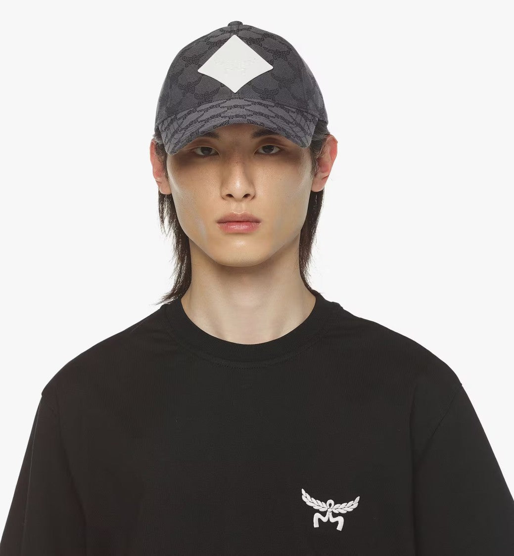 Mcm Double-Dyed Denim Jacquard Cap With Lauretos Monogram