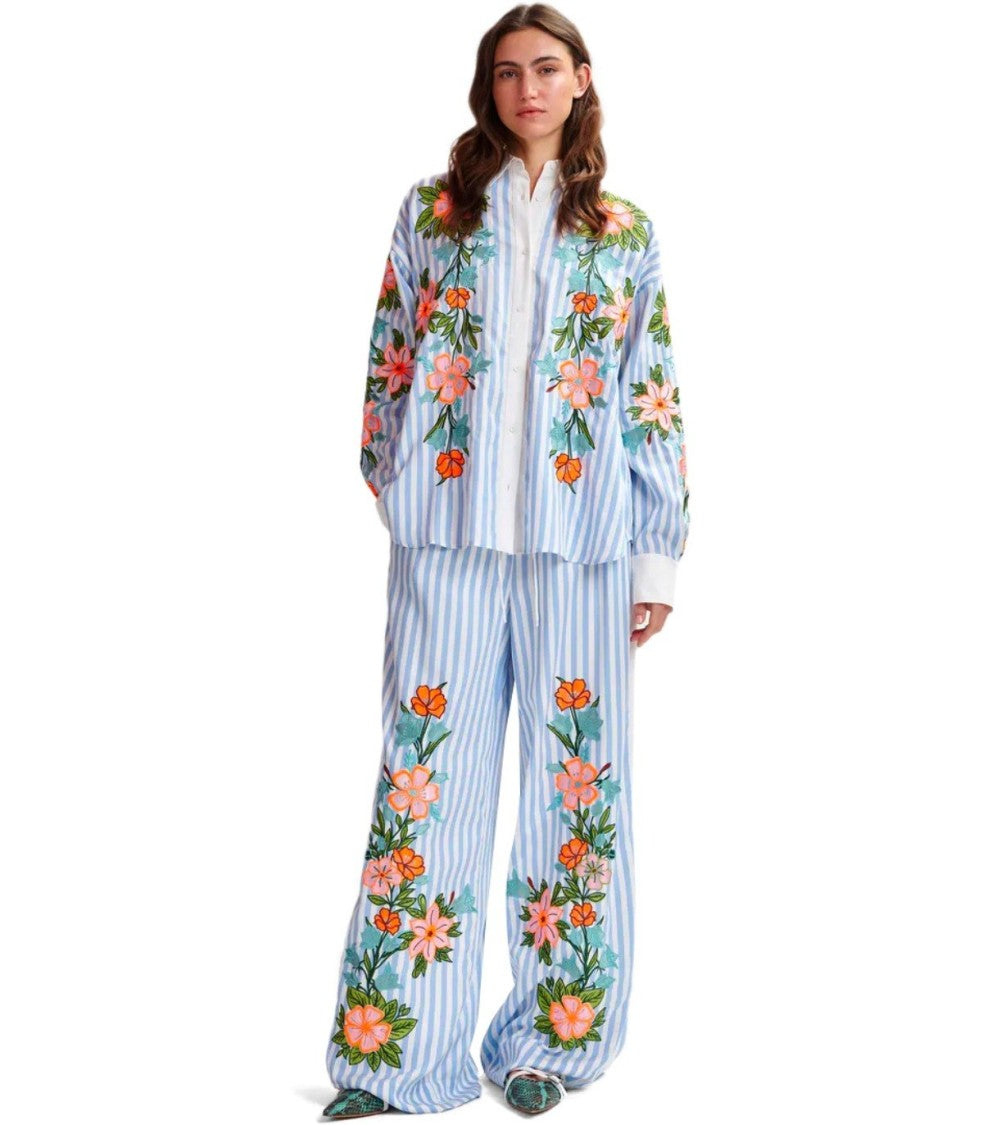 Essentiel Antwerp Hevon2 White And Light Blue Pants