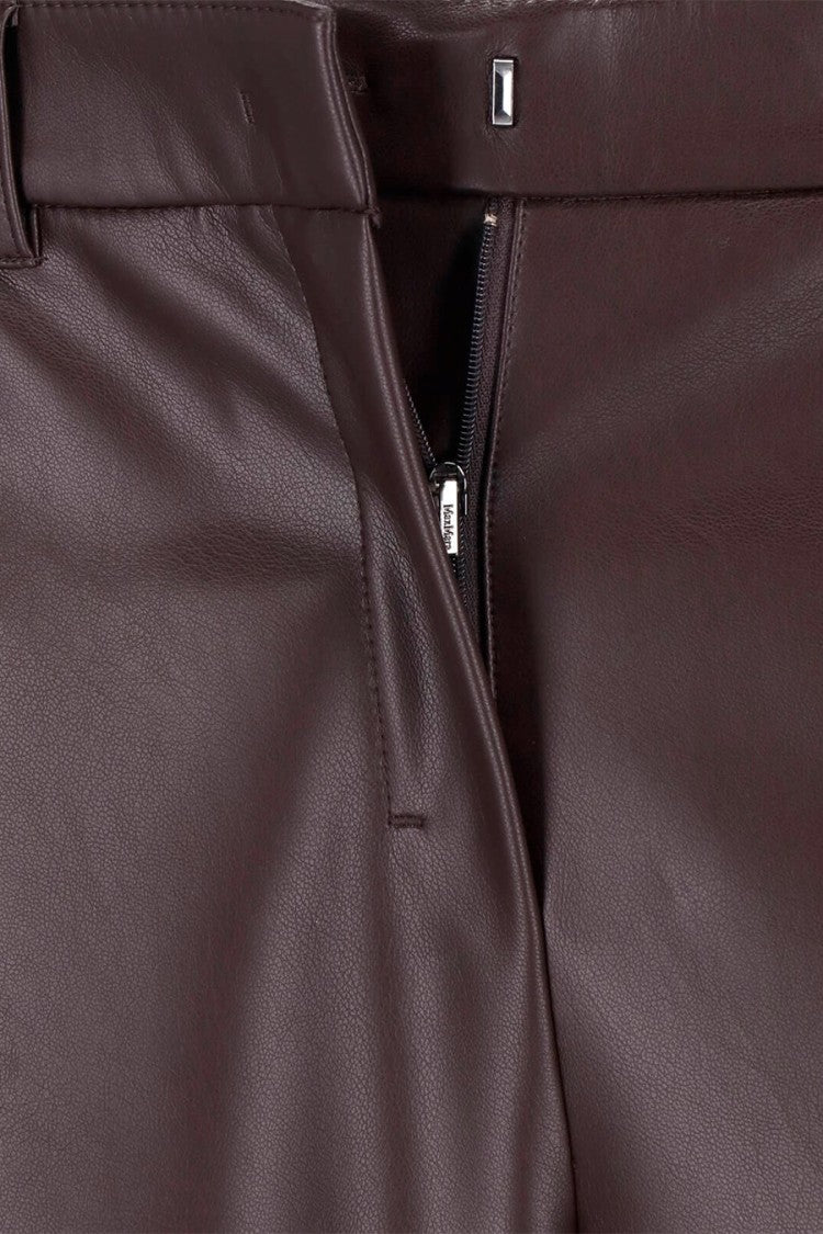 Max Mara Burgundy Smmsospiro Leather-Look Straight-Leg Pants