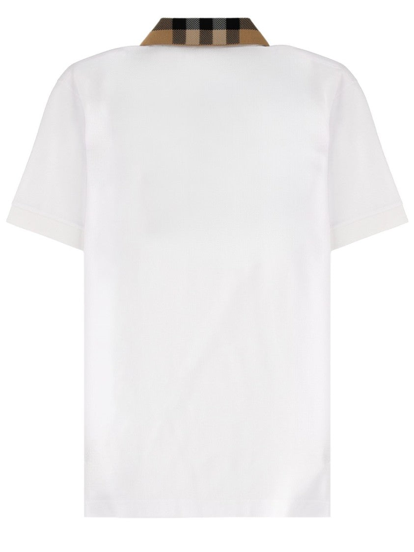 Burberry Slim Fit Check Collar Cotton Polo Shirt