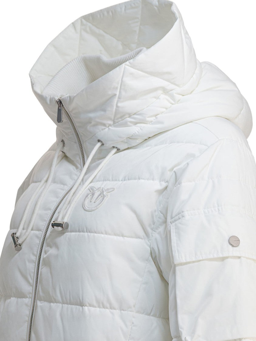 Pinko Short White Padded Jacket With Quilted Detailing