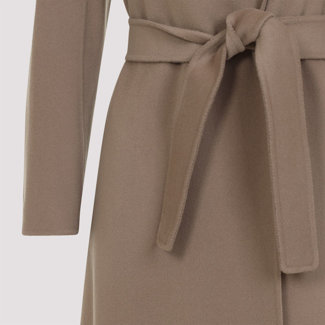 Max Mara Nude Wool Coat With Tailored Silhouette And Belted Waist